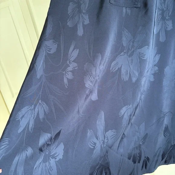 Figue Izzie Floral Jacquard Mini dress Long Sleeve S‎ Festive Preppy Career Blue - Picture 6 of 10